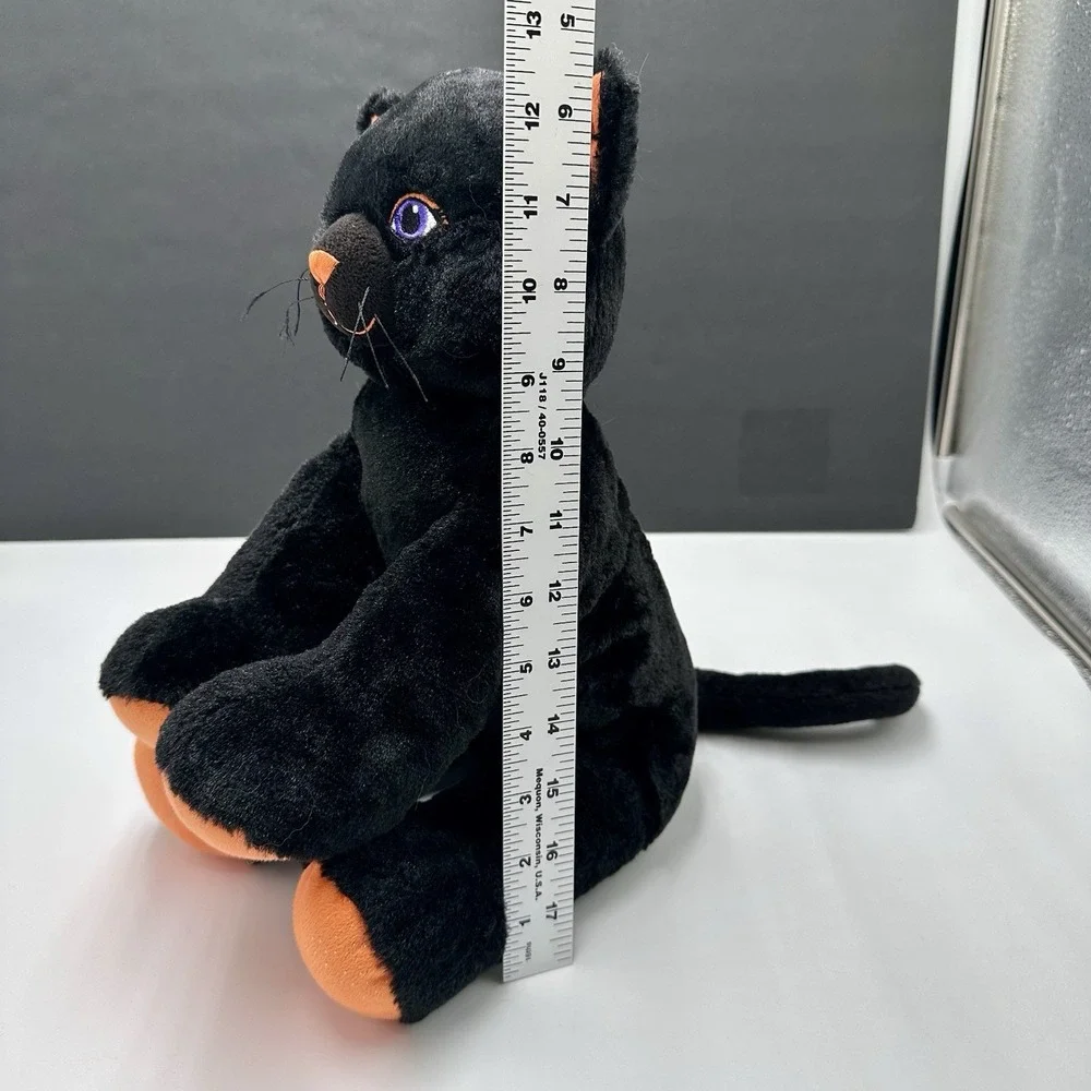 Build-A-Bear Lucky Kitty Black Cat Plush Orange Paws Purple Eyes 2013 Halloween